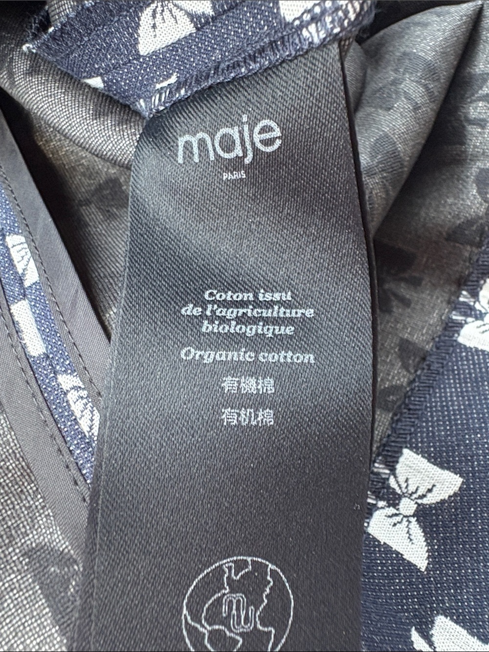 Maje Renatila Bow-Print Organic Cotton Mini Dress Size 36 - Picture 16 of 16
